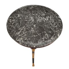 Mesa de centro de caoba flameada y mármol estilo Directoire continental