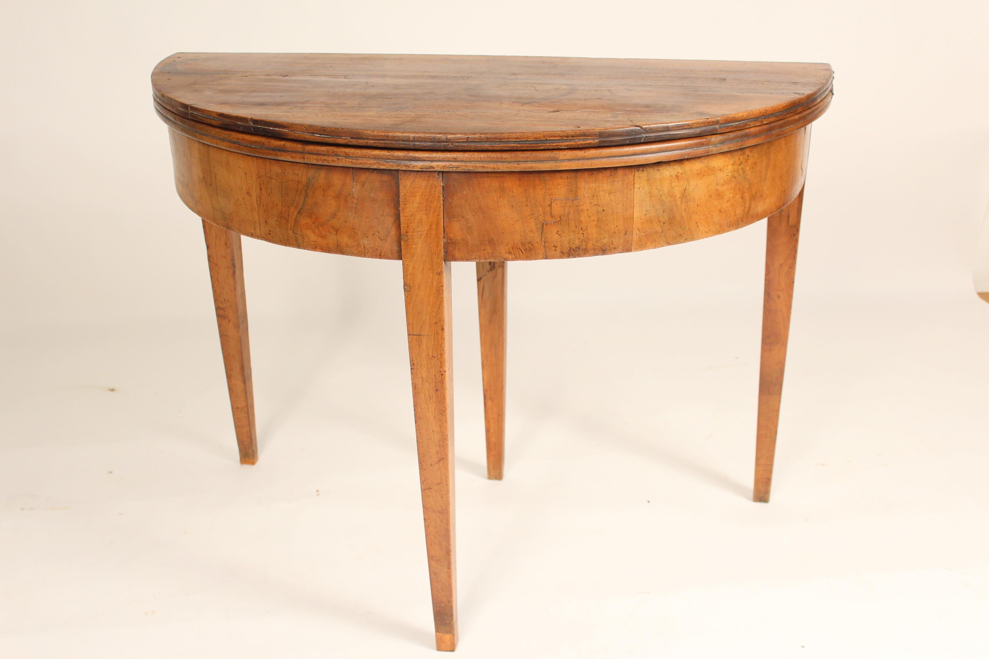 European Continental Directoire Walnut Demi-Lune Games Table