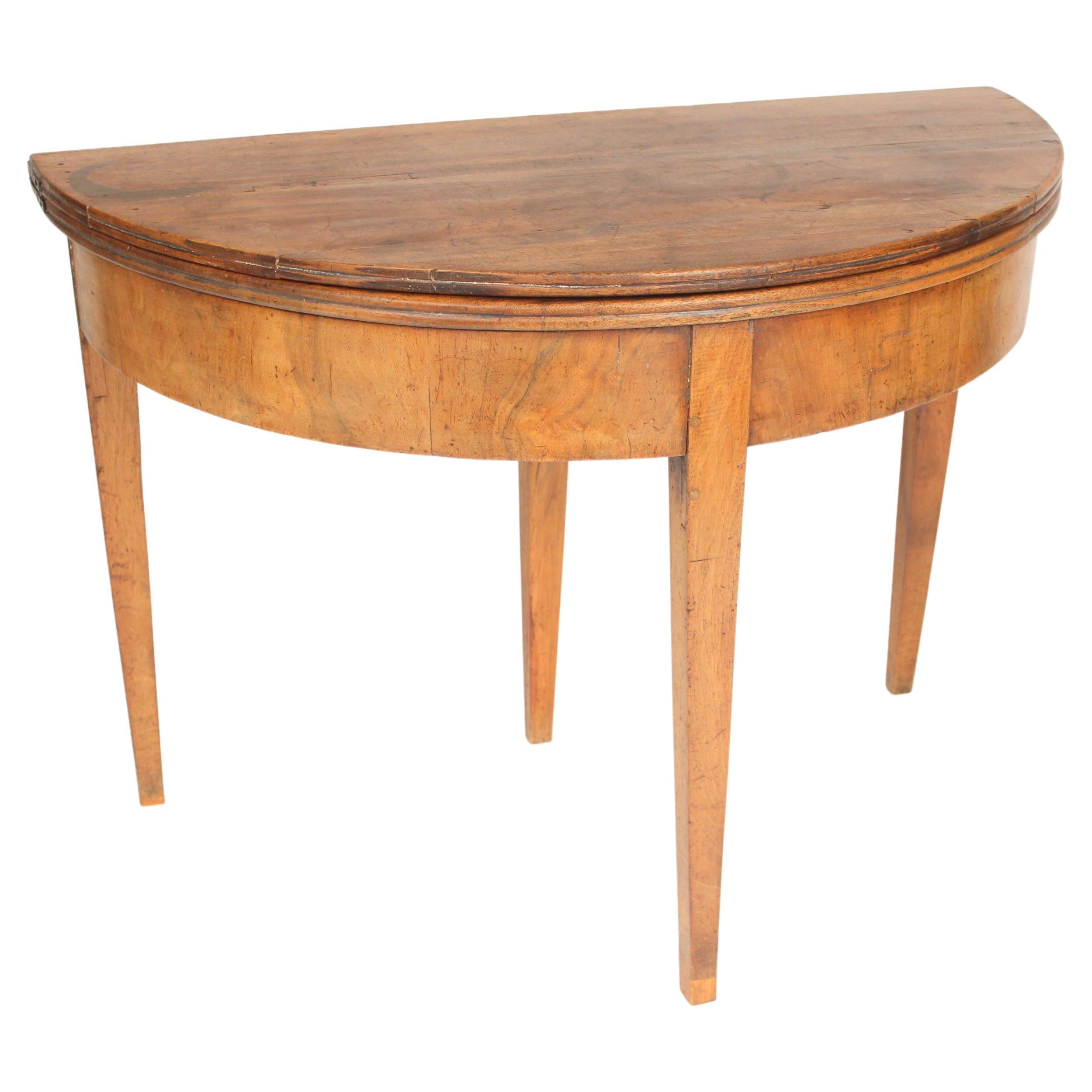 Continental Directoire Walnut Demi-Lune Games Table