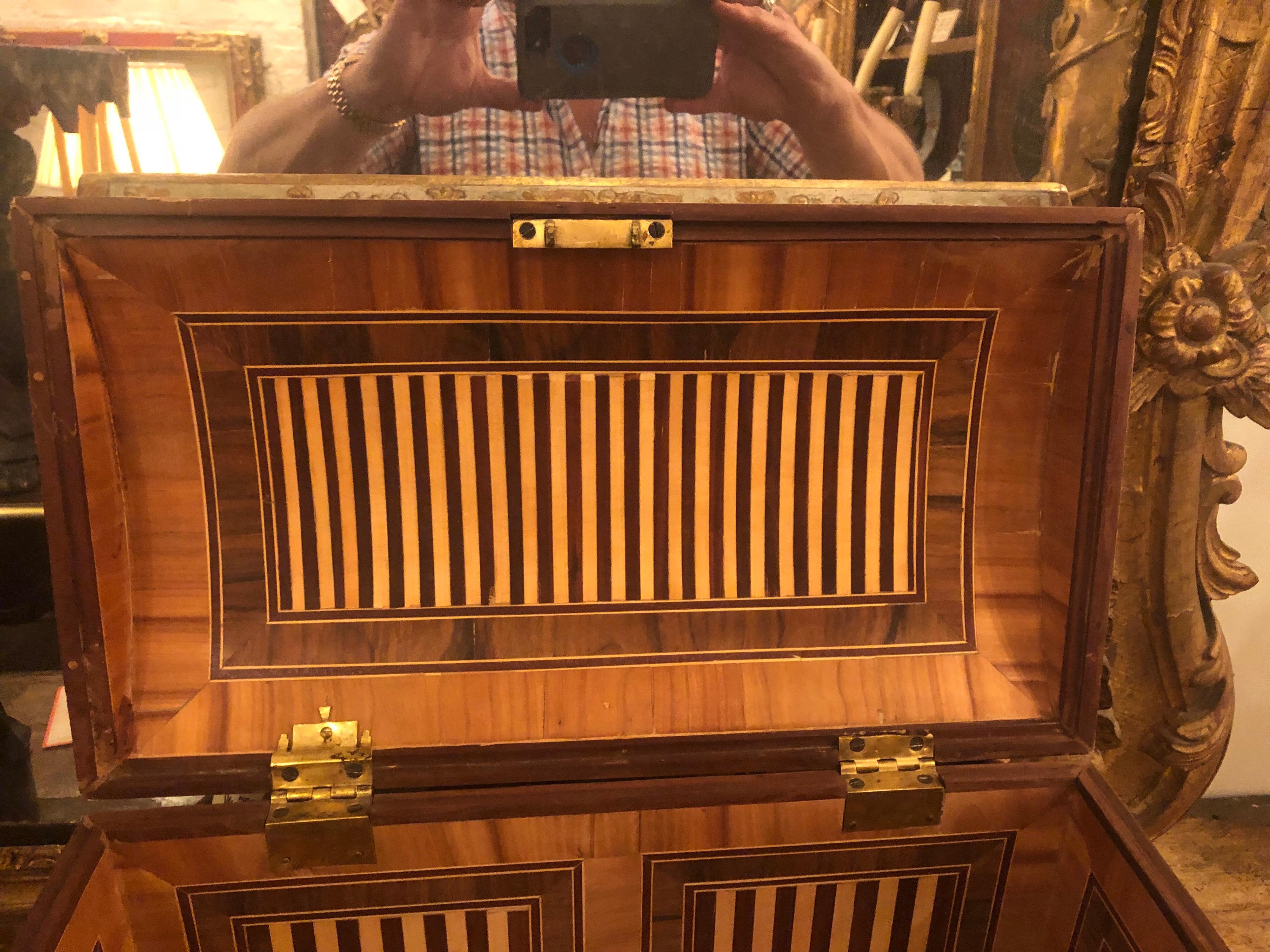 18th Century and Earlier Continental Document Box with Tapestry Inlay