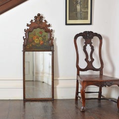 Continental Dutch antique 18th century walnut painted pier mirror