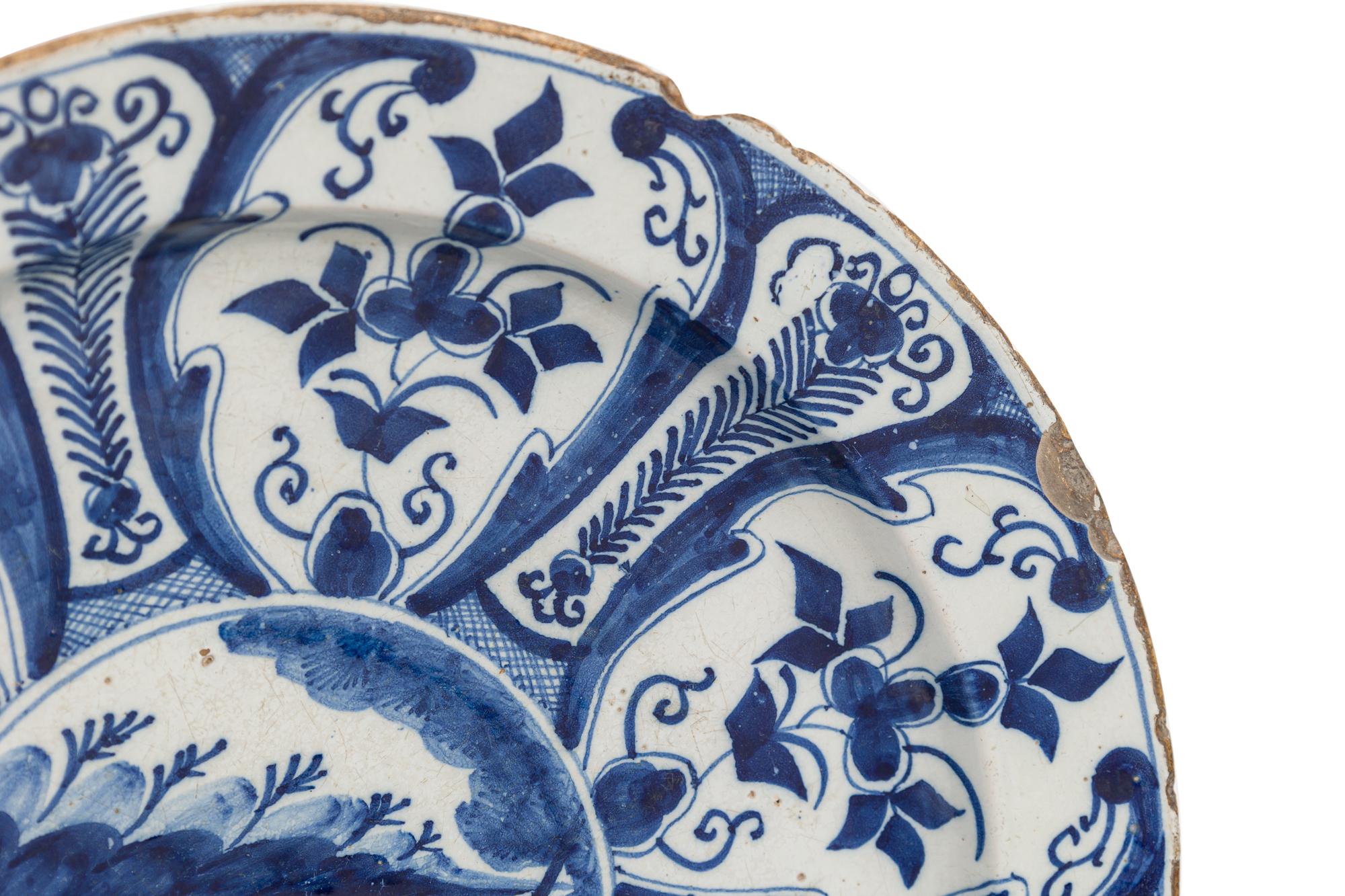 Hand-Crafted Continental Dutch Blue and White Hand Painted DIsplay Plate For Sale