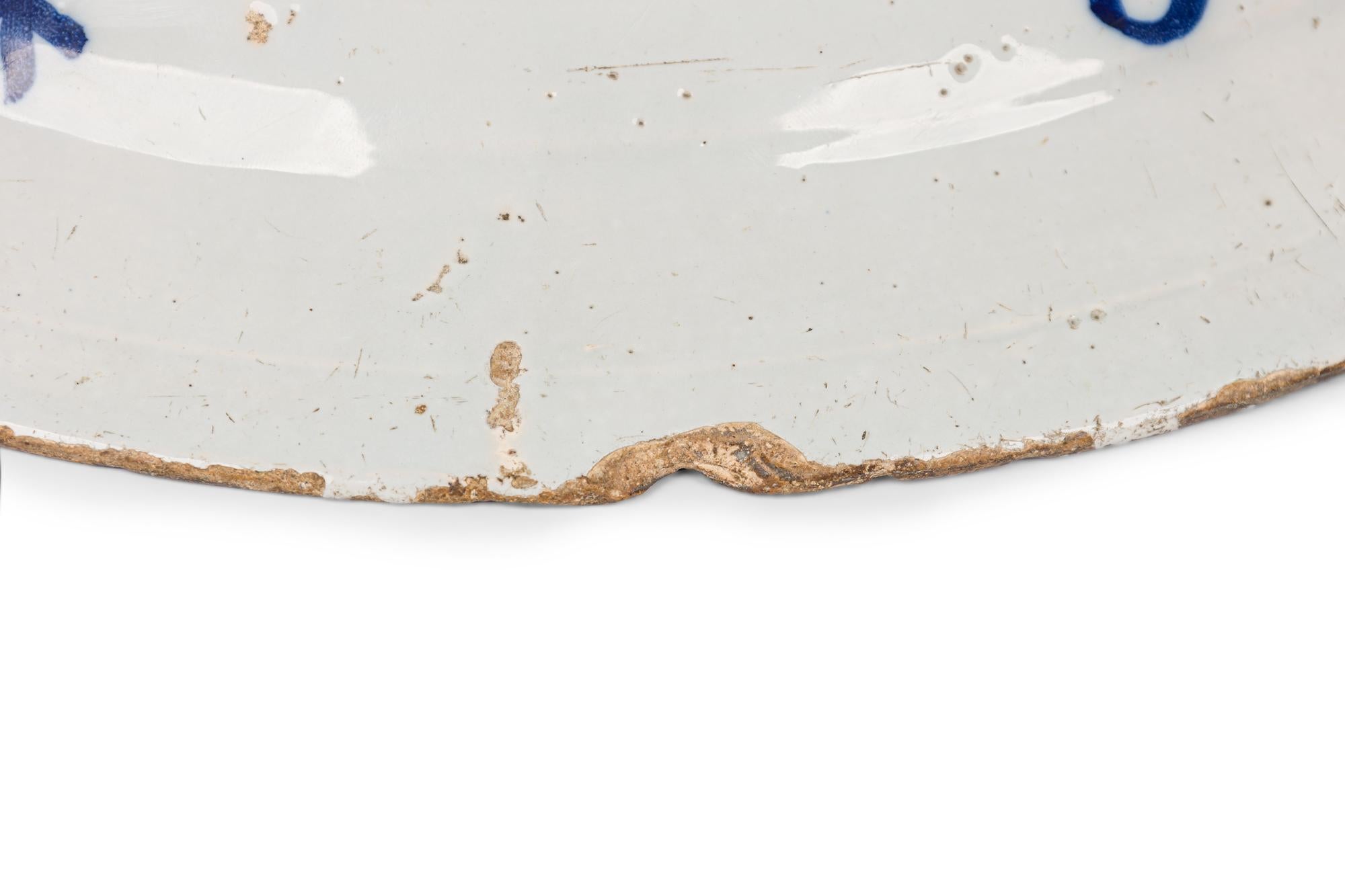 Porcelain Continental Dutch Blue and White Hand Painted DIsplay Plate For Sale