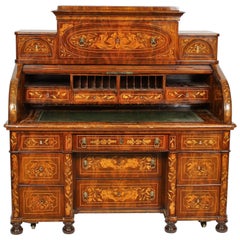 Continental Dutch Inlaid Roll Top Desk, 18th-19th Century