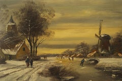 Continental Dutch Landscape of Winter Scene