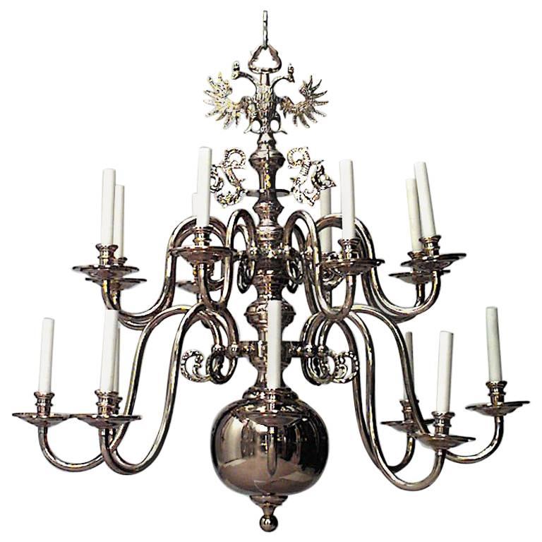 Continental Dutch Style Brass Eagle Chandelier For Sale