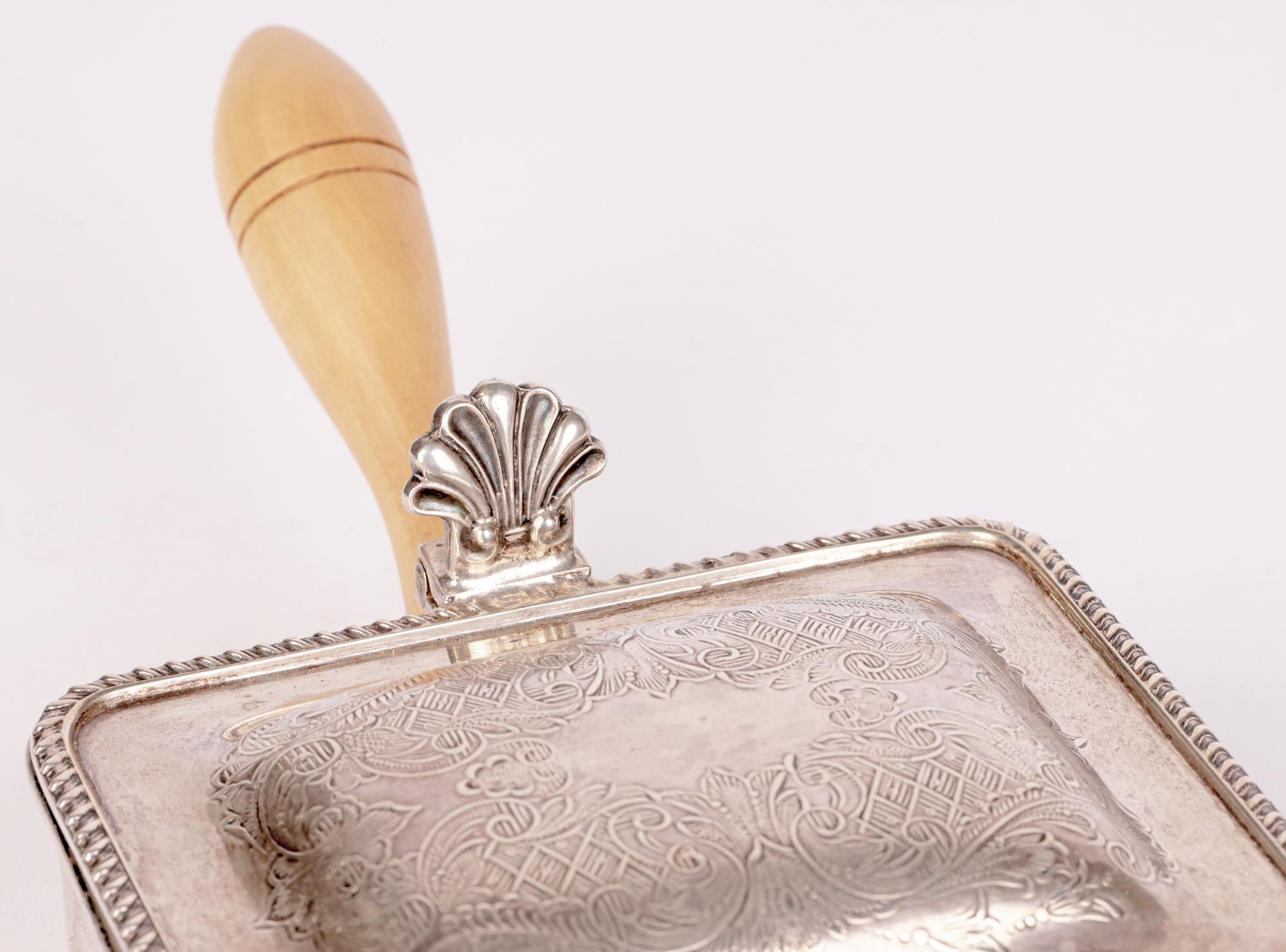 Kontinentaler niederländischer Aschenbecher oder Cheroot-Halter aus Silber mit Holzgriff im Angebot 8