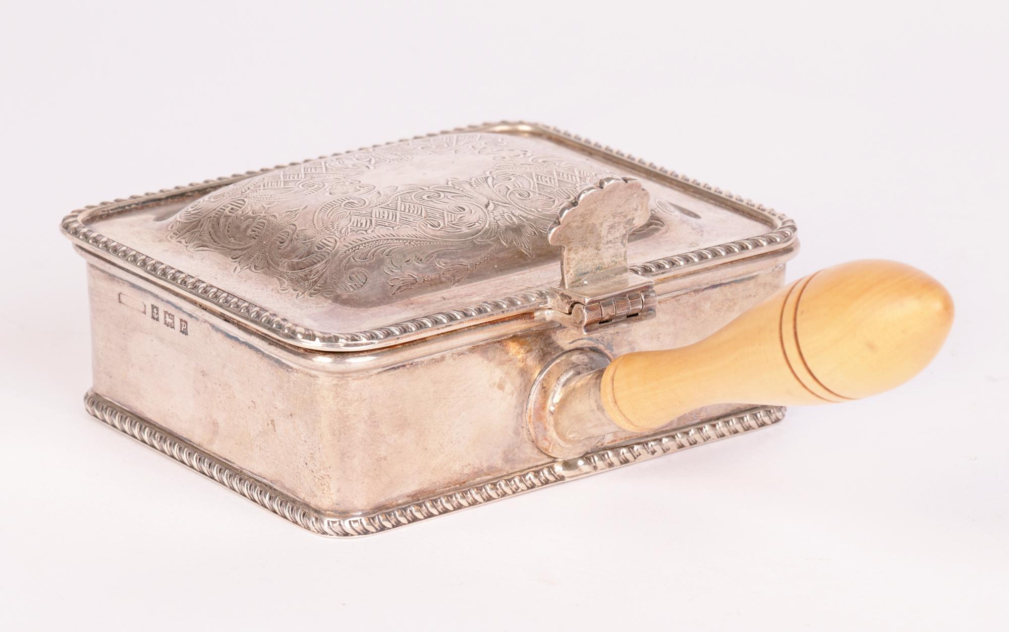 Continental Dutch Wood Handled Silver Ashtray or Cheroot Holder In Good Condition For Sale In Bishop's Stortford, Hertfordshire