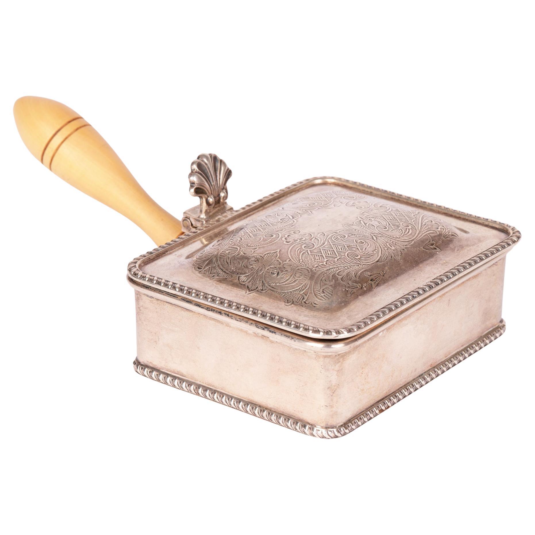 Continental Dutch Wood Handled Silver Ashtray or Cheroot Holder
