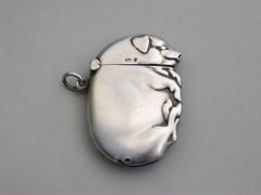 Continental Edwardian Novelty Silver Sleeping Pig Vesta Case, 1905