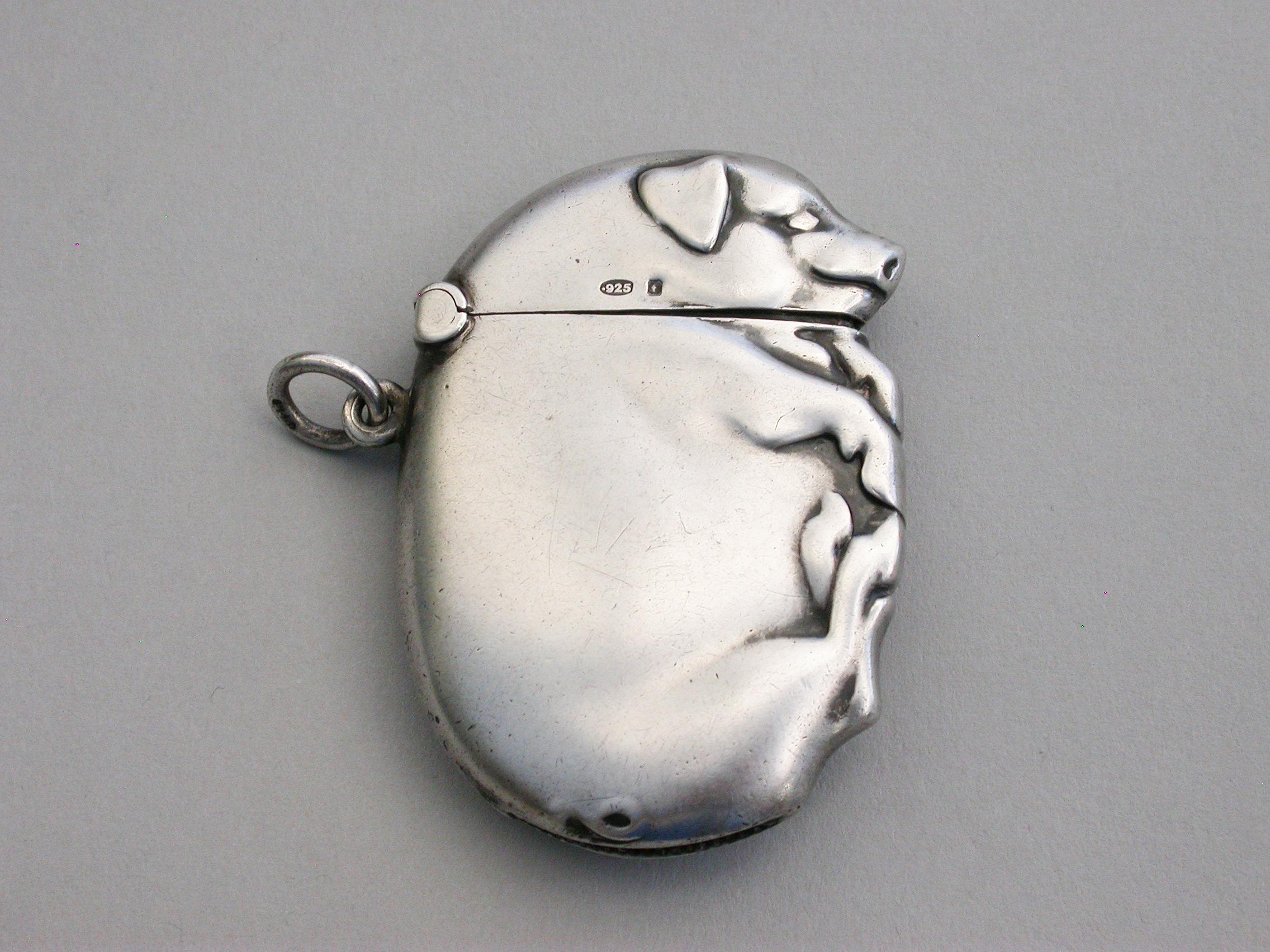 English Continental Edwardian Novelty Silver Sleeping Pig Vesta Case, 1905 For Sale