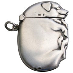 Continental Edwardian Novelty Silver Sleeping Pig Vesta Case, 1905