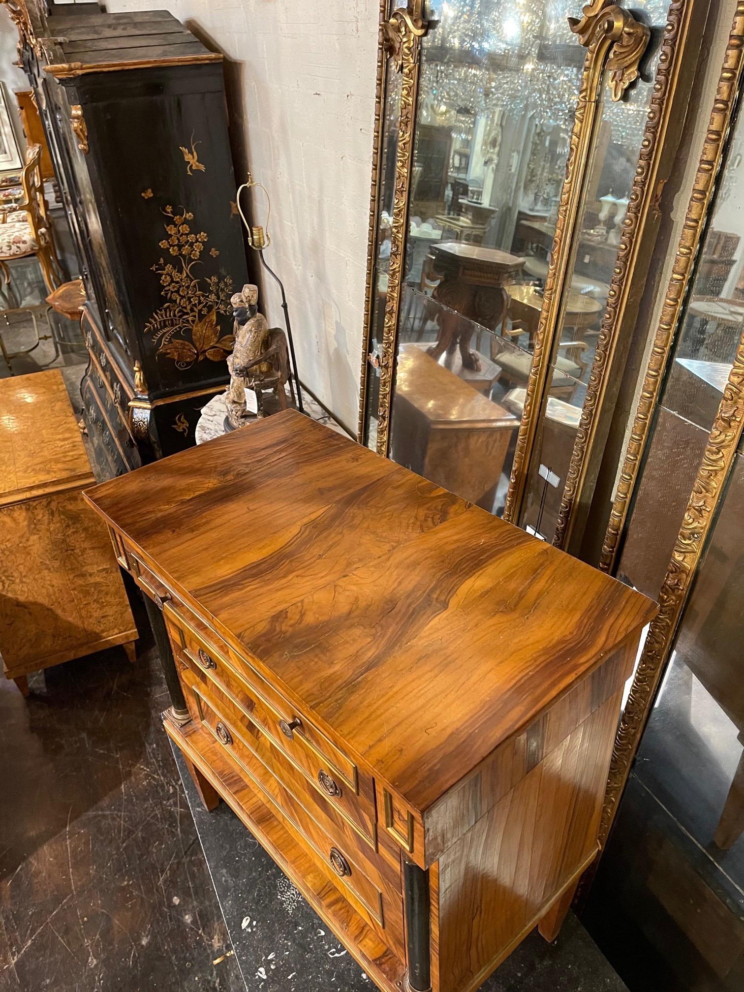 20th Century Continental Empire Style Burl Wood and Ebonized Side Table For Sale