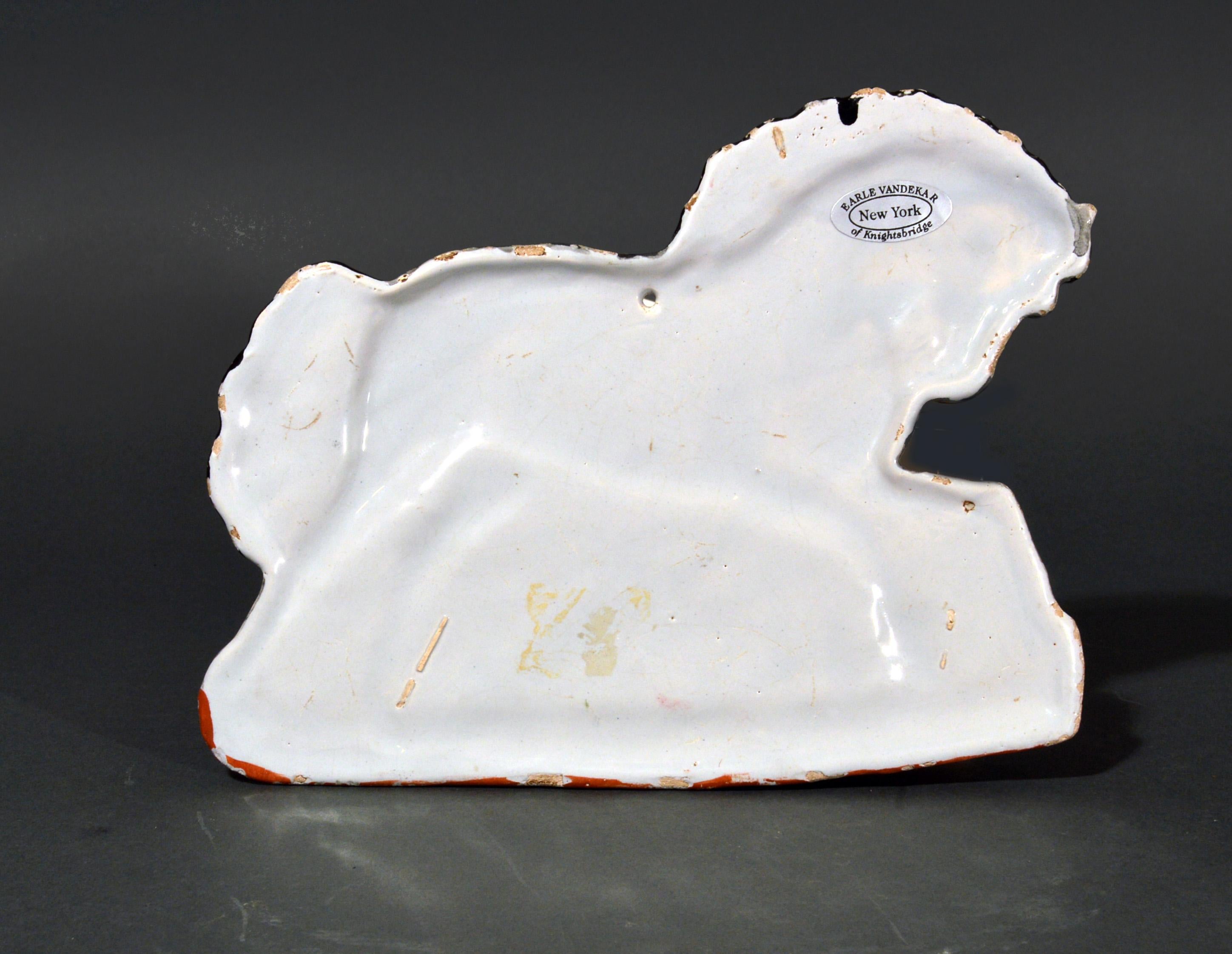 Early Victorian Faience Plaque in the Form of a Horse, circa 1840 For Sale