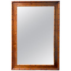 Continental Faux Bamboo Wood Mirror, Large Scale, circa 1900