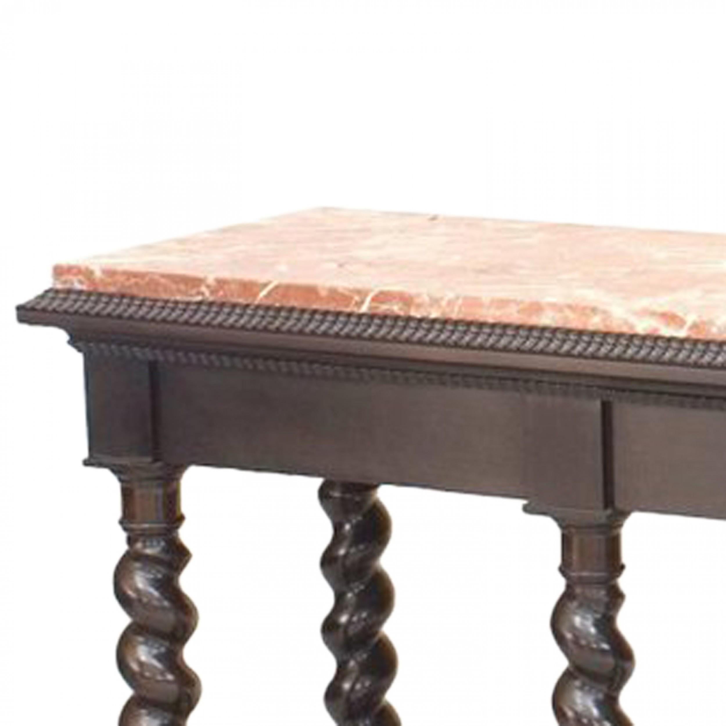 Etched Continental Flemish Ebonized Console Table For Sale