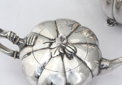 Continental Four-Piece Silver Tea and Coffee Service, Silver Plate Tray