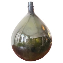 Continental French Green Free Blown Glass DEMIJOHN Bottle 19th Century