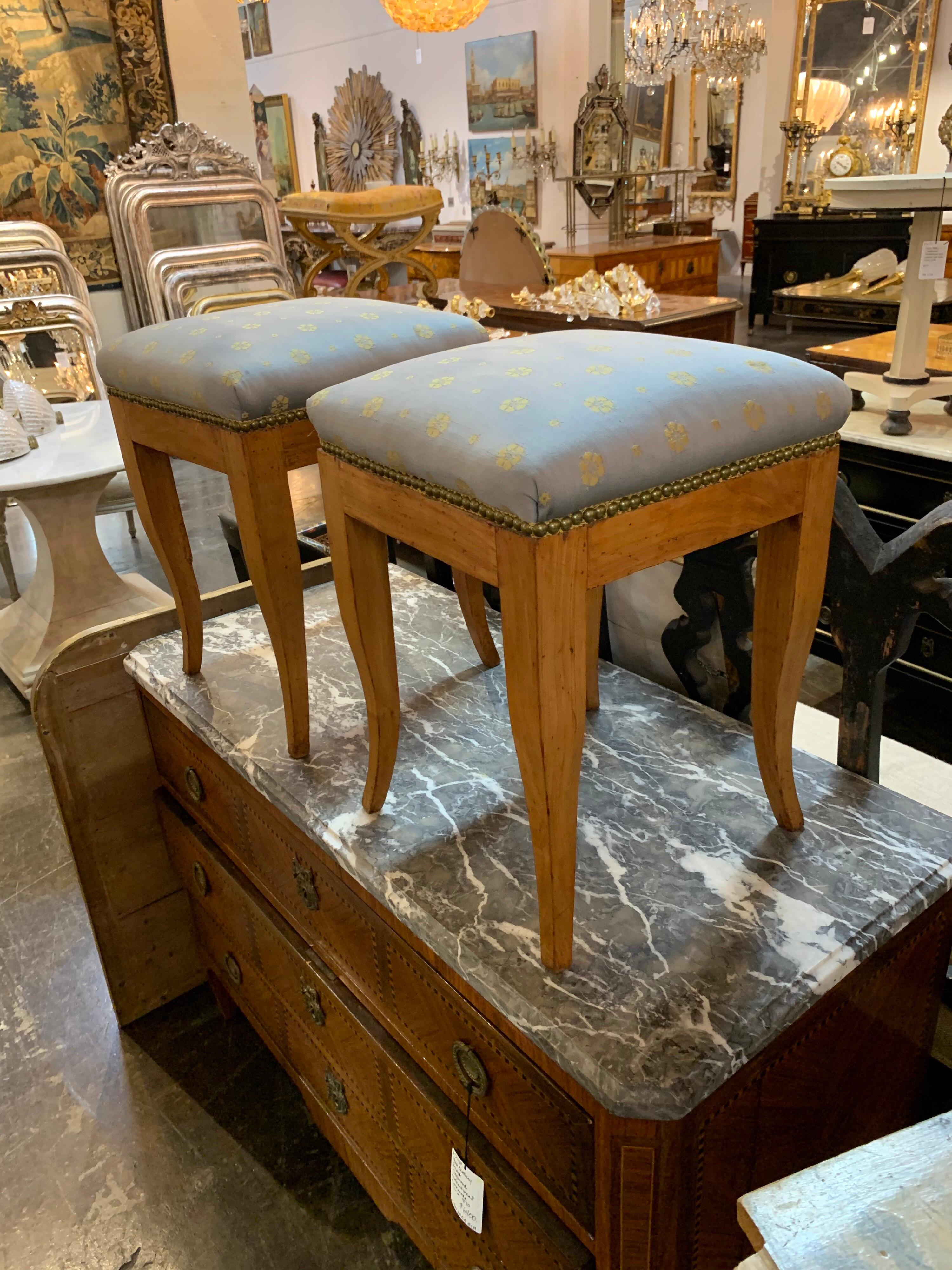 Continental Fruitwood Biedermeier Stools In Good Condition In Dallas, TX