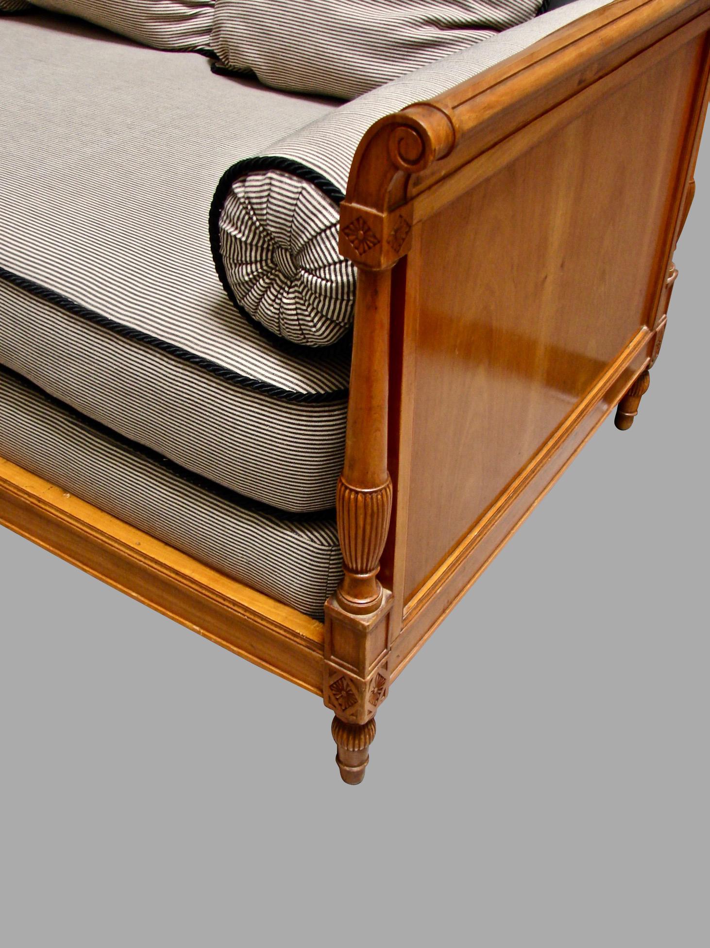 19th Century Continental Fruitwood Biedermeier Style Upholstered Daybed 
