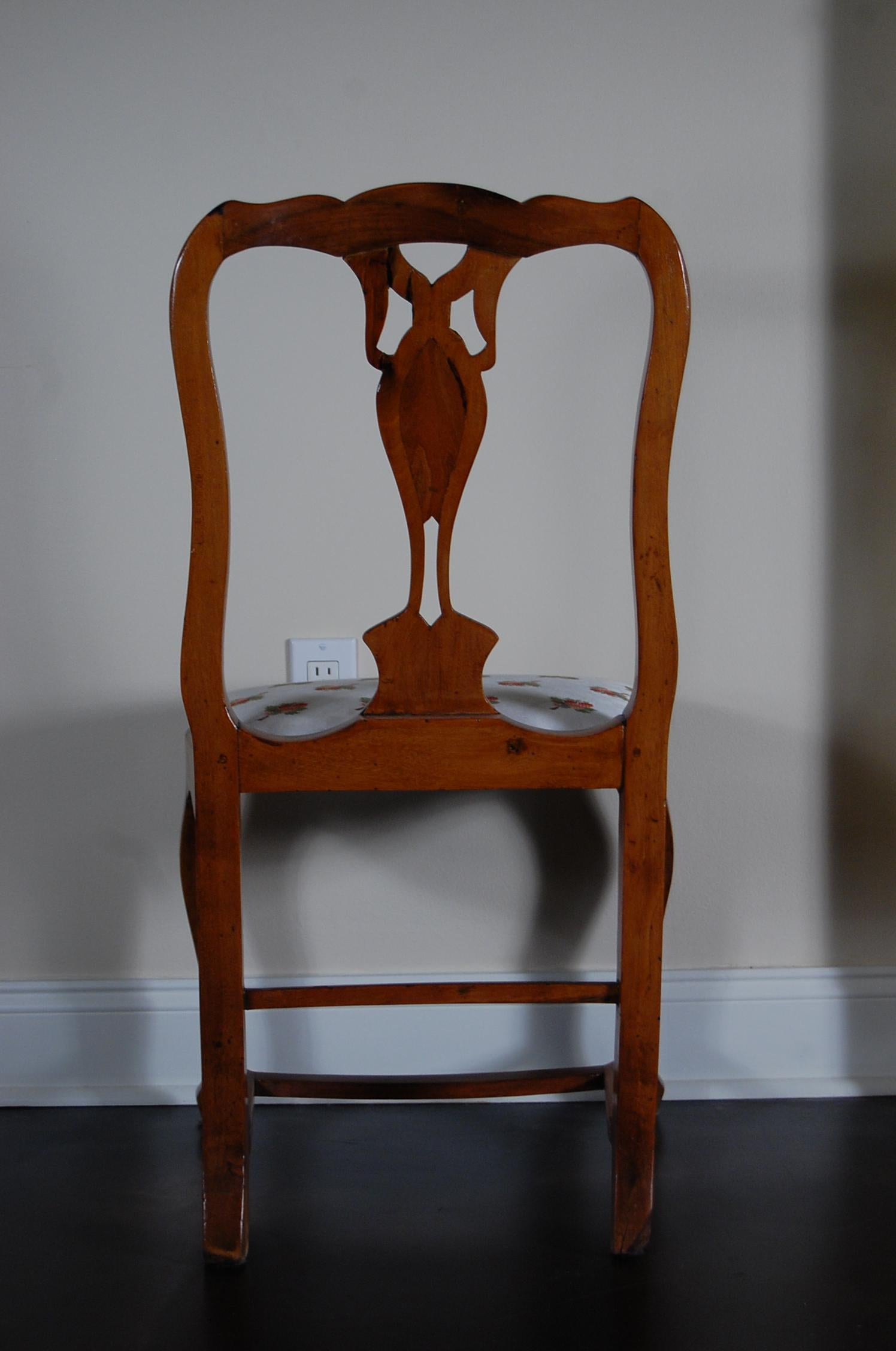 Continental Fruitwood Inlaid Side Chair, circa 1890 For Sale 1