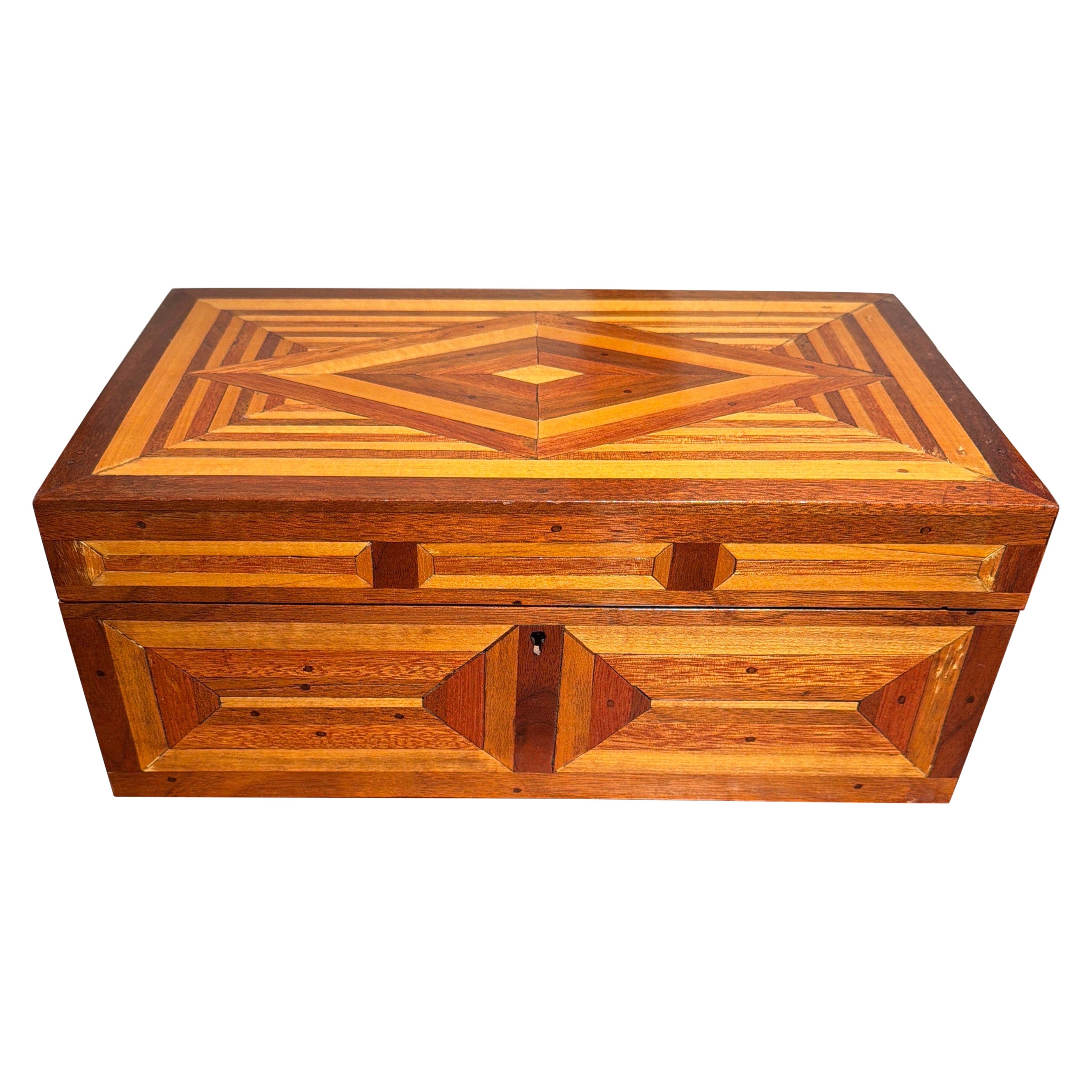 Continental Geometric Marquetry Box, Circa 1890–1910