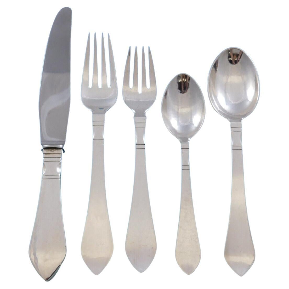 Continental Jensen Sterling Silver Flatware Set 12 Service 52 Pc