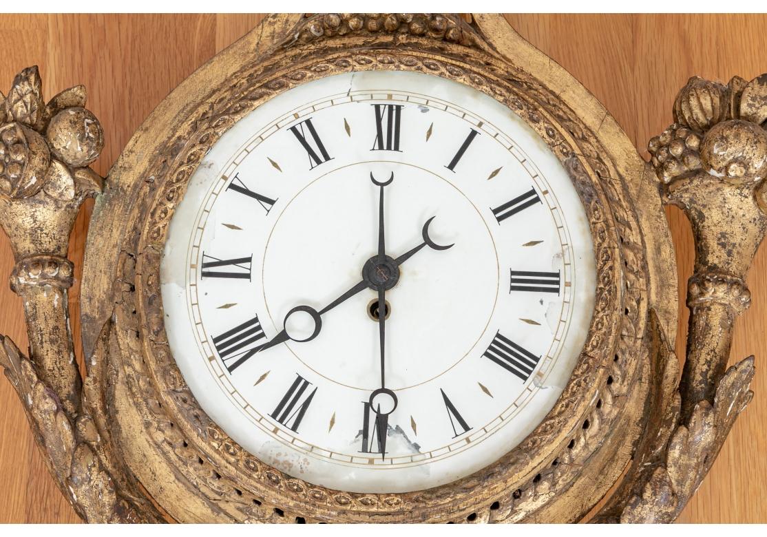 Continental George III Carved and Gilt Wall Clock For Sale 5