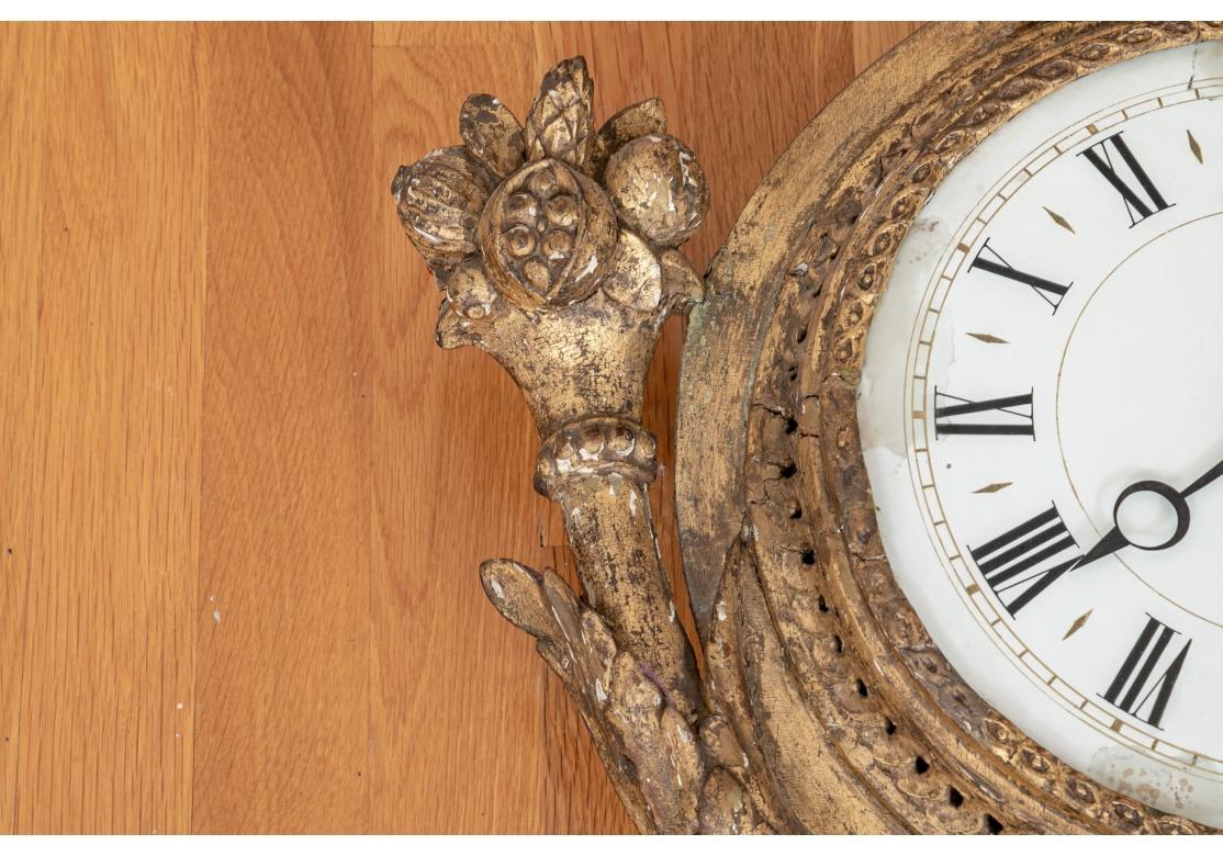 Glass Continental George III Carved and Gilt Wall Clock For Sale