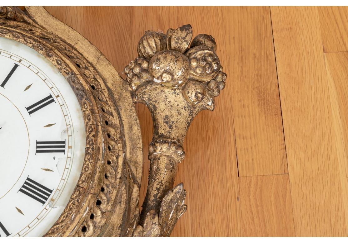 Continental George III Carved and Gilt Wall Clock For Sale 2