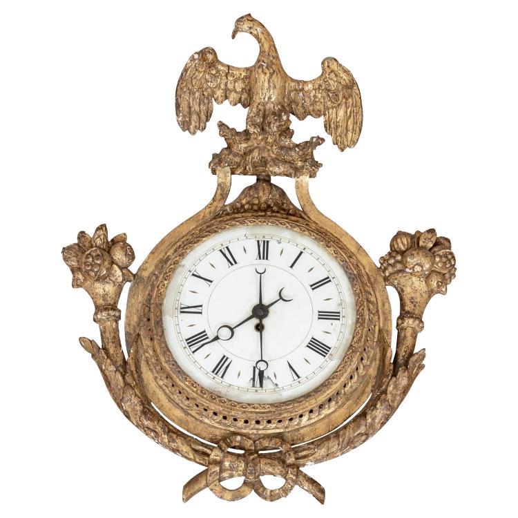 Continental George III Carved and Gilt Wall Clock For Sale
