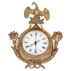 Antique Continental George III Carved and Gilt Wall Clock