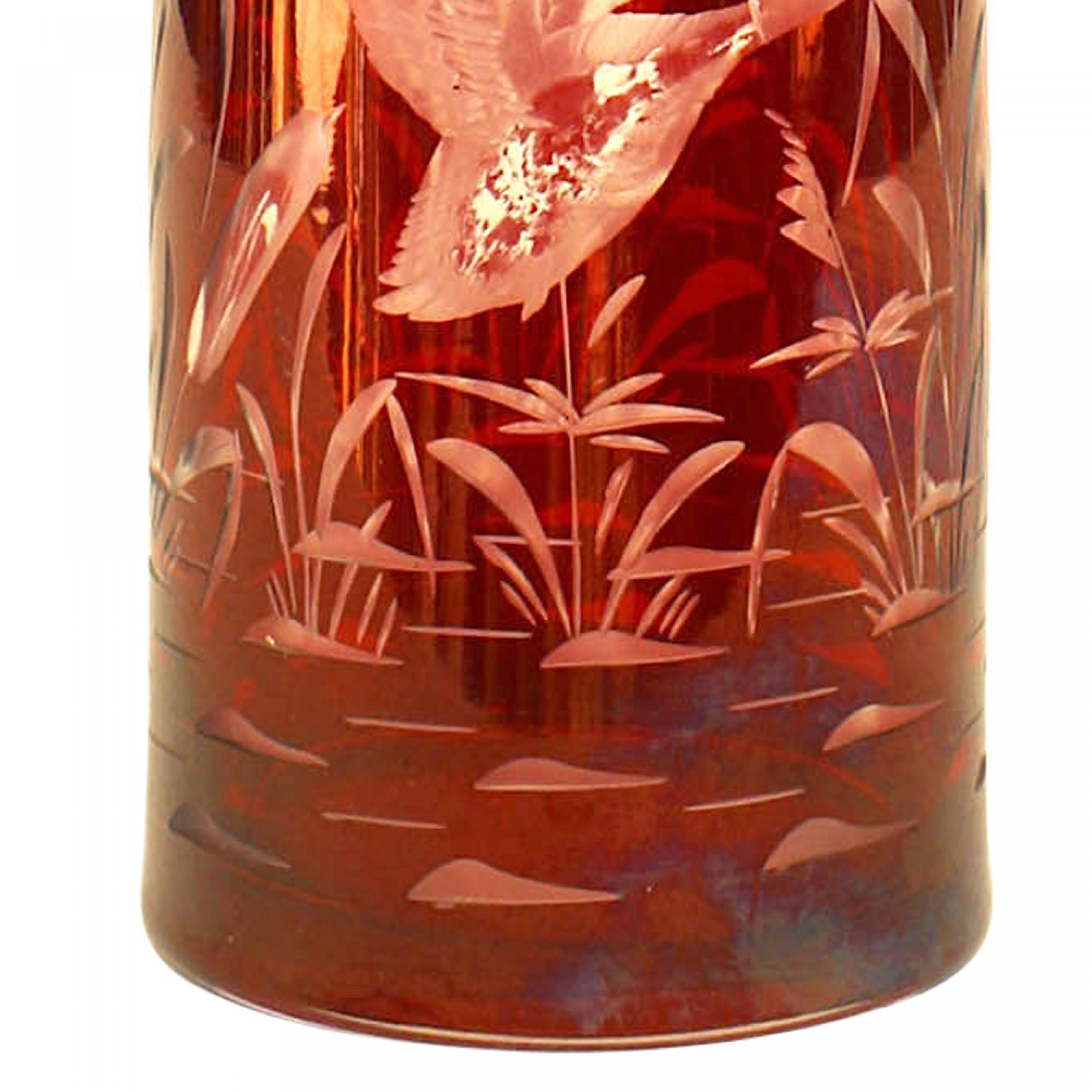 Kontinentale deutsche geätzte Glaskaraffe (Deutsch) im Angebot