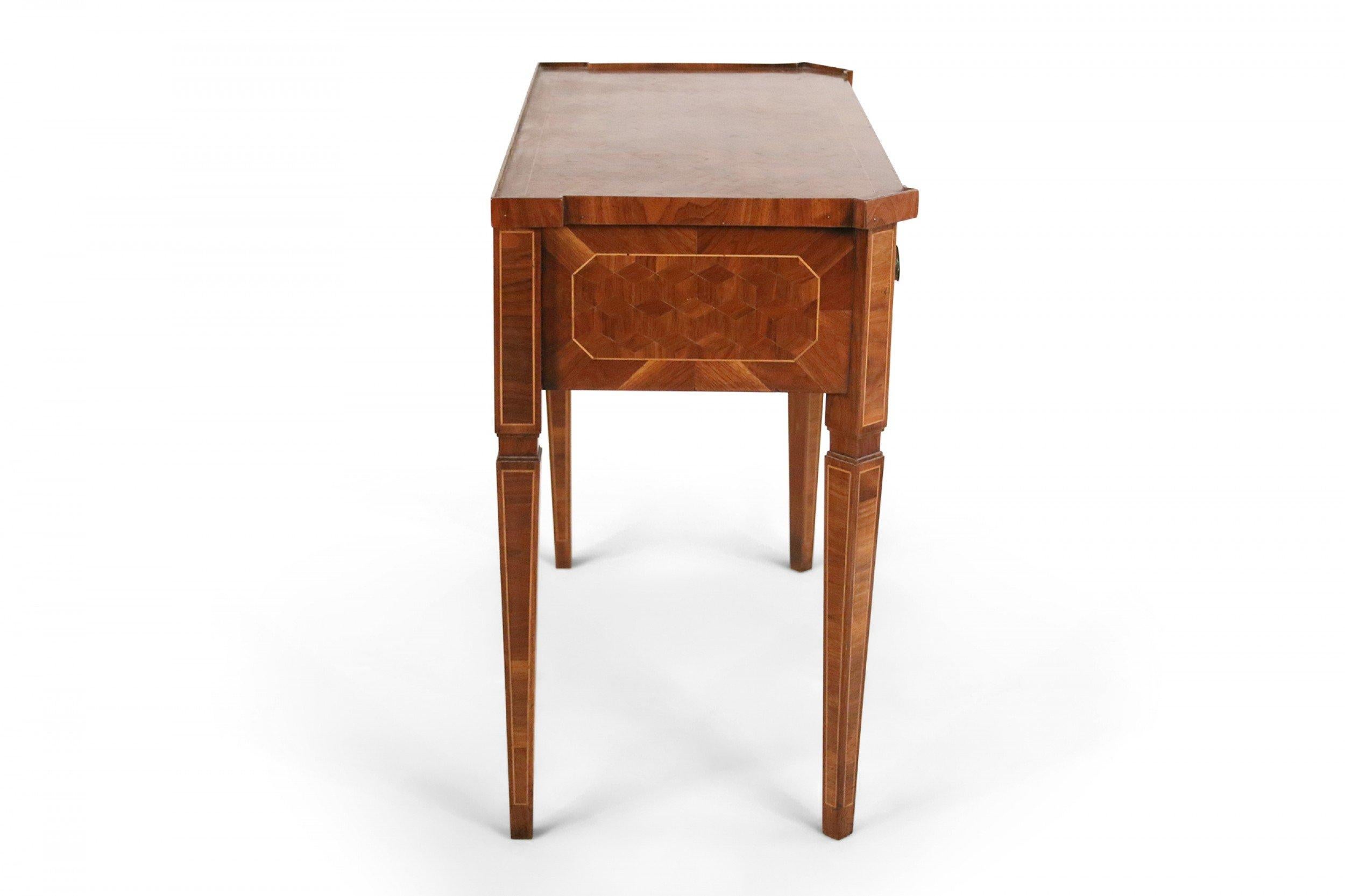 19th Century Continental German Mahogany Parquetry Veneer Console Table For Sale