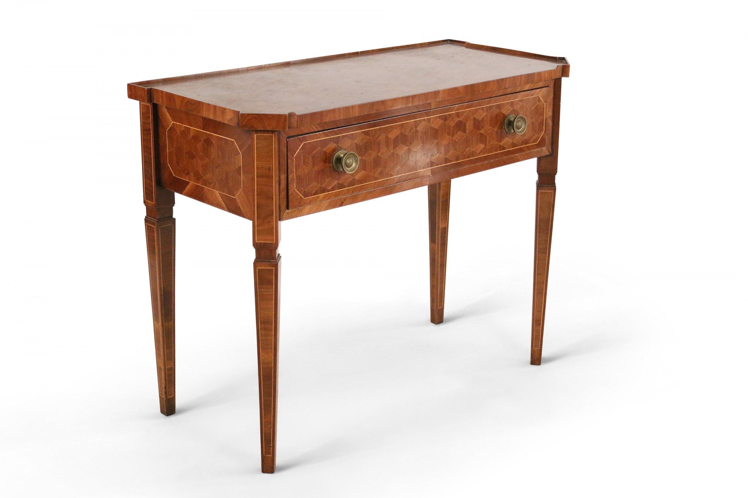 Continental German Mahogany Parquetry Veneer Console Table For Sale 1
