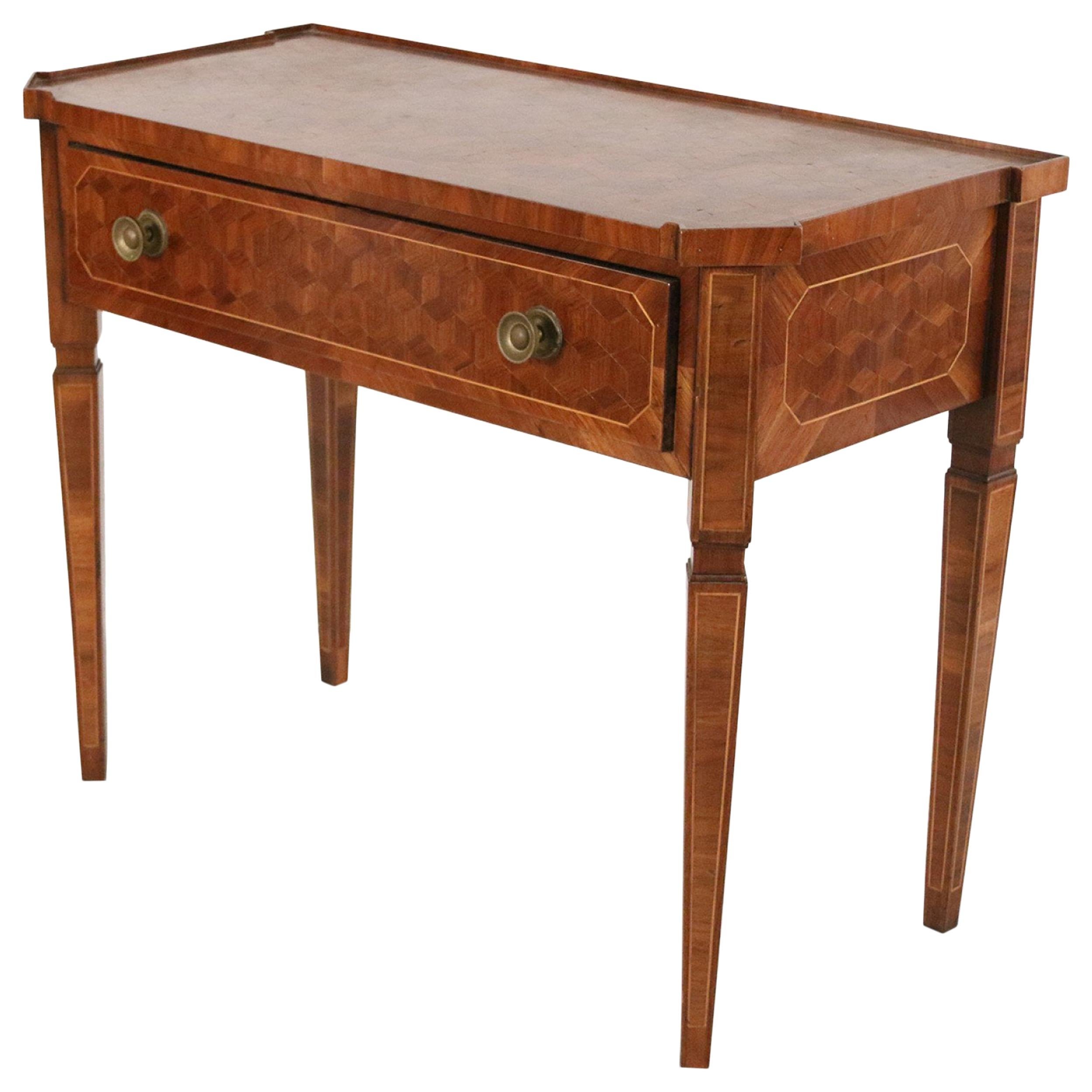 Continental German Mahogany Parquetry Veneer Console Table For Sale