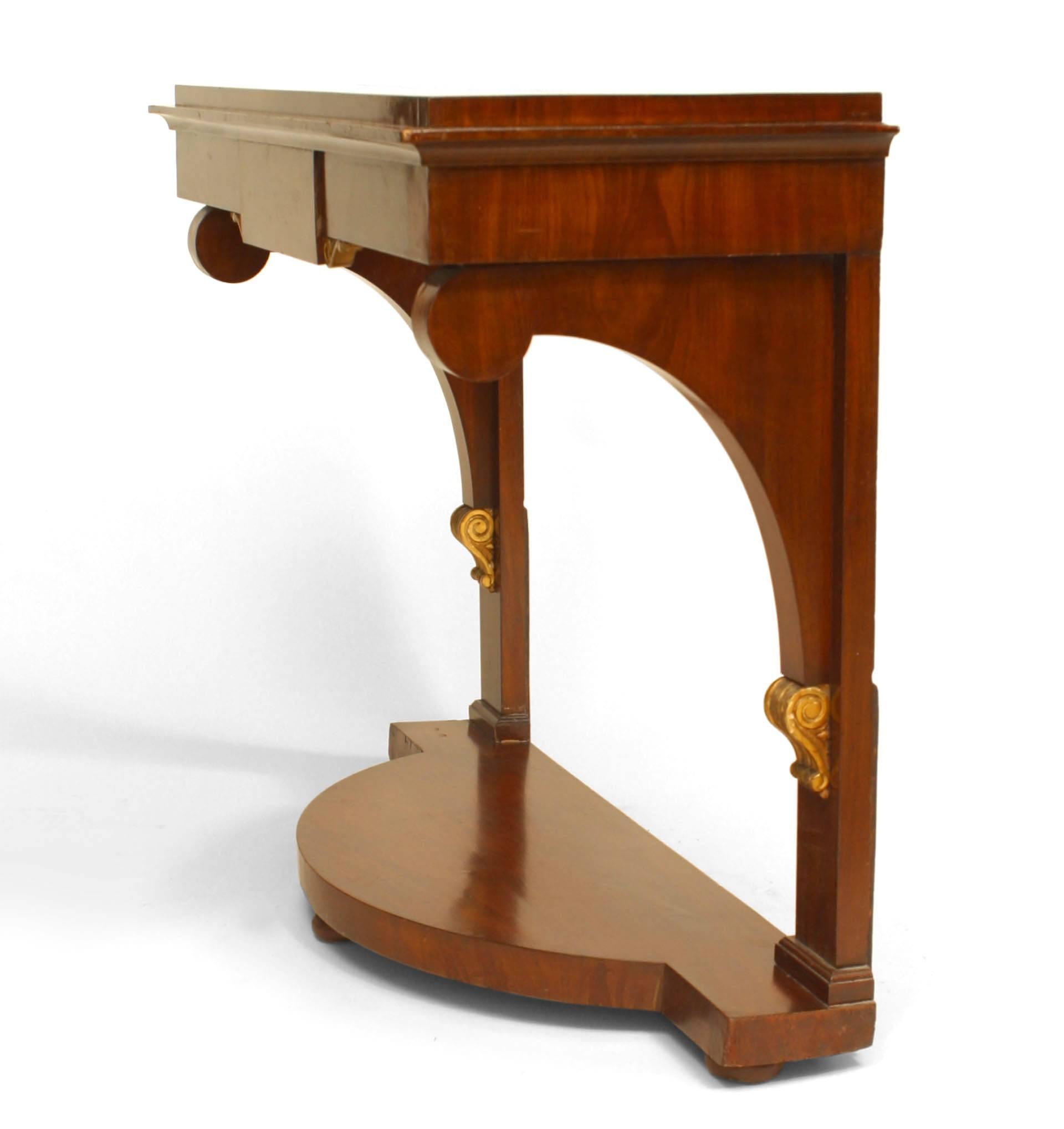 Continental German Mahogany Console Table In Good Condition For Sale In New York, NY