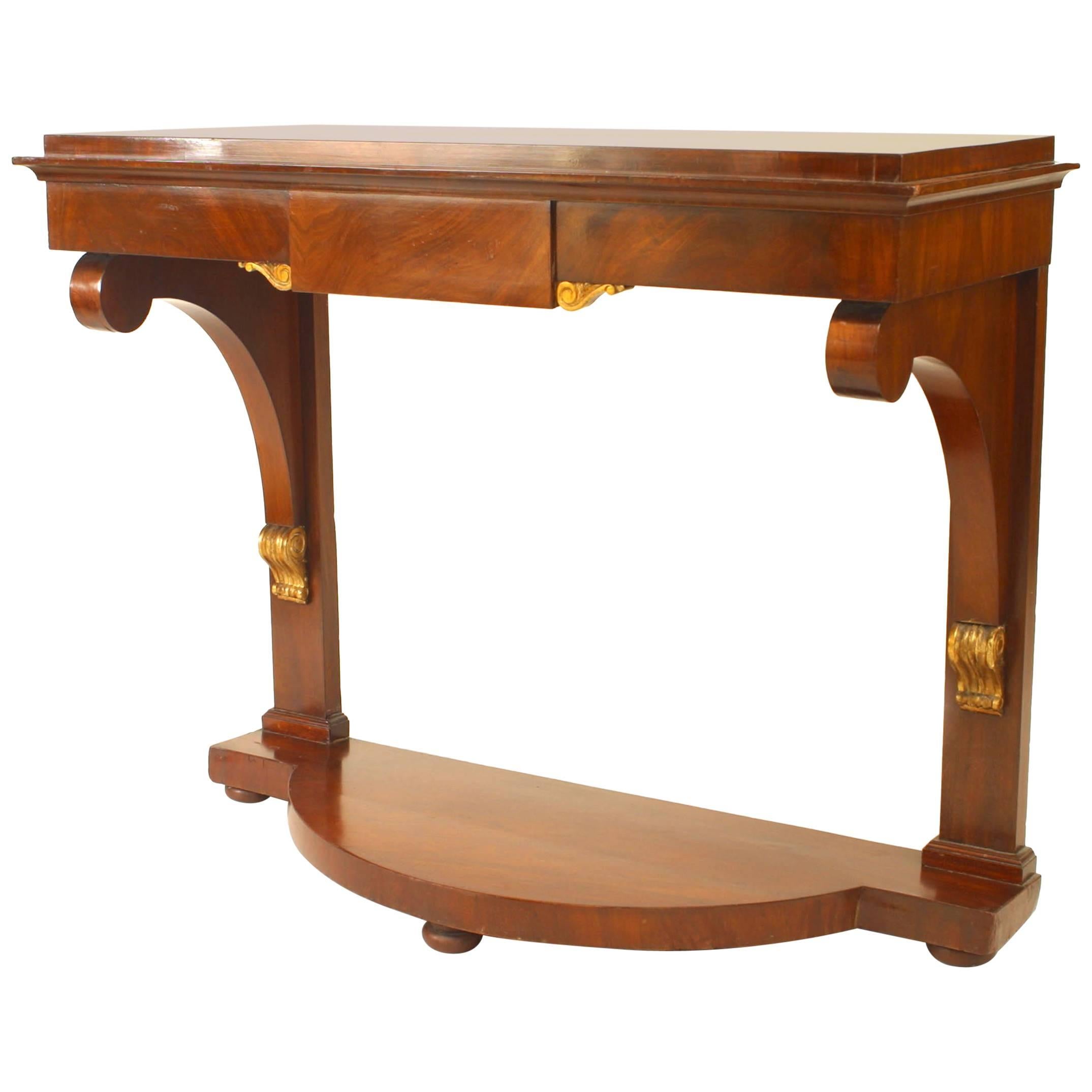 Continental German Mahogany Console Table For Sale