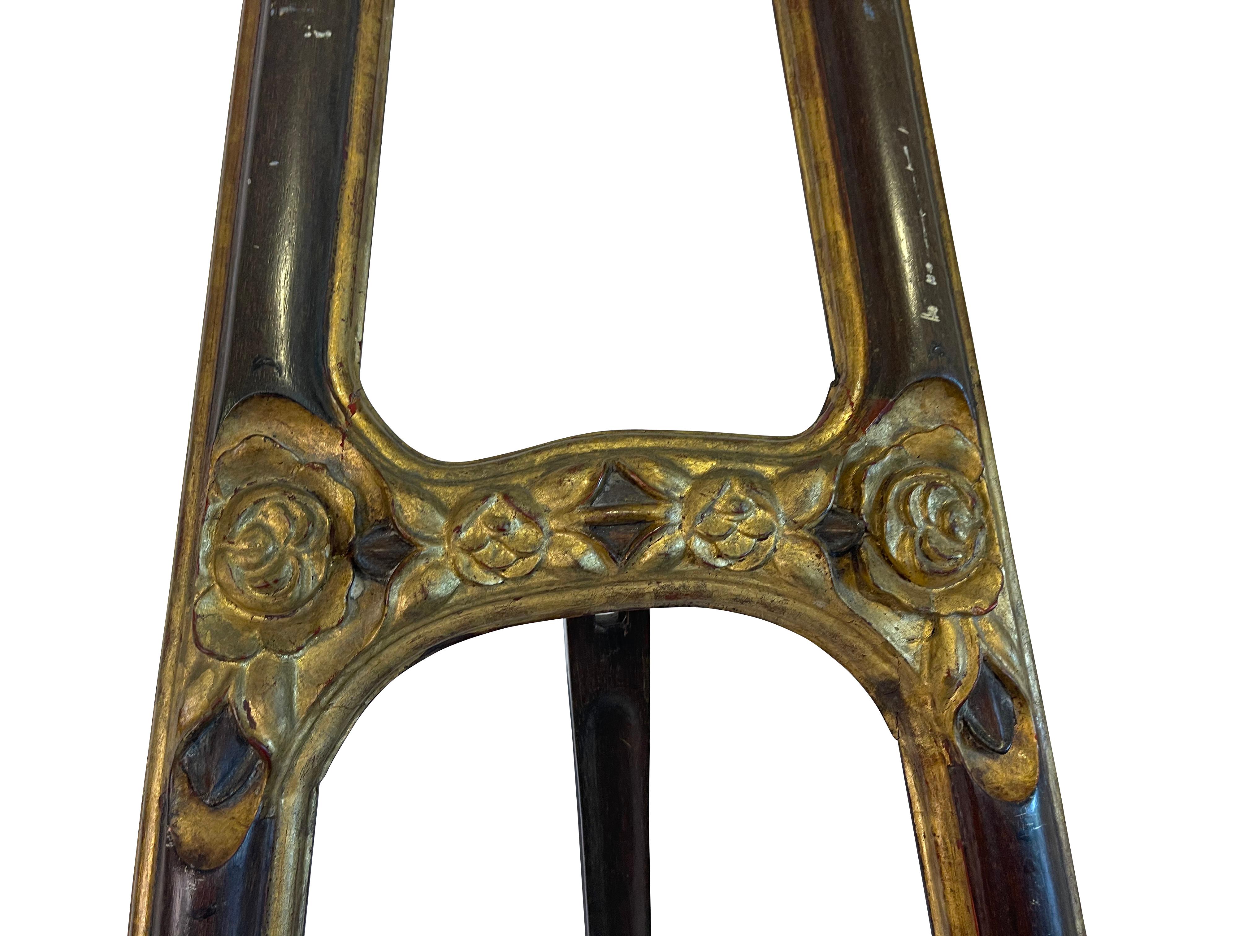 Baroque Continental Gilt and Mahogany Easel For Sale