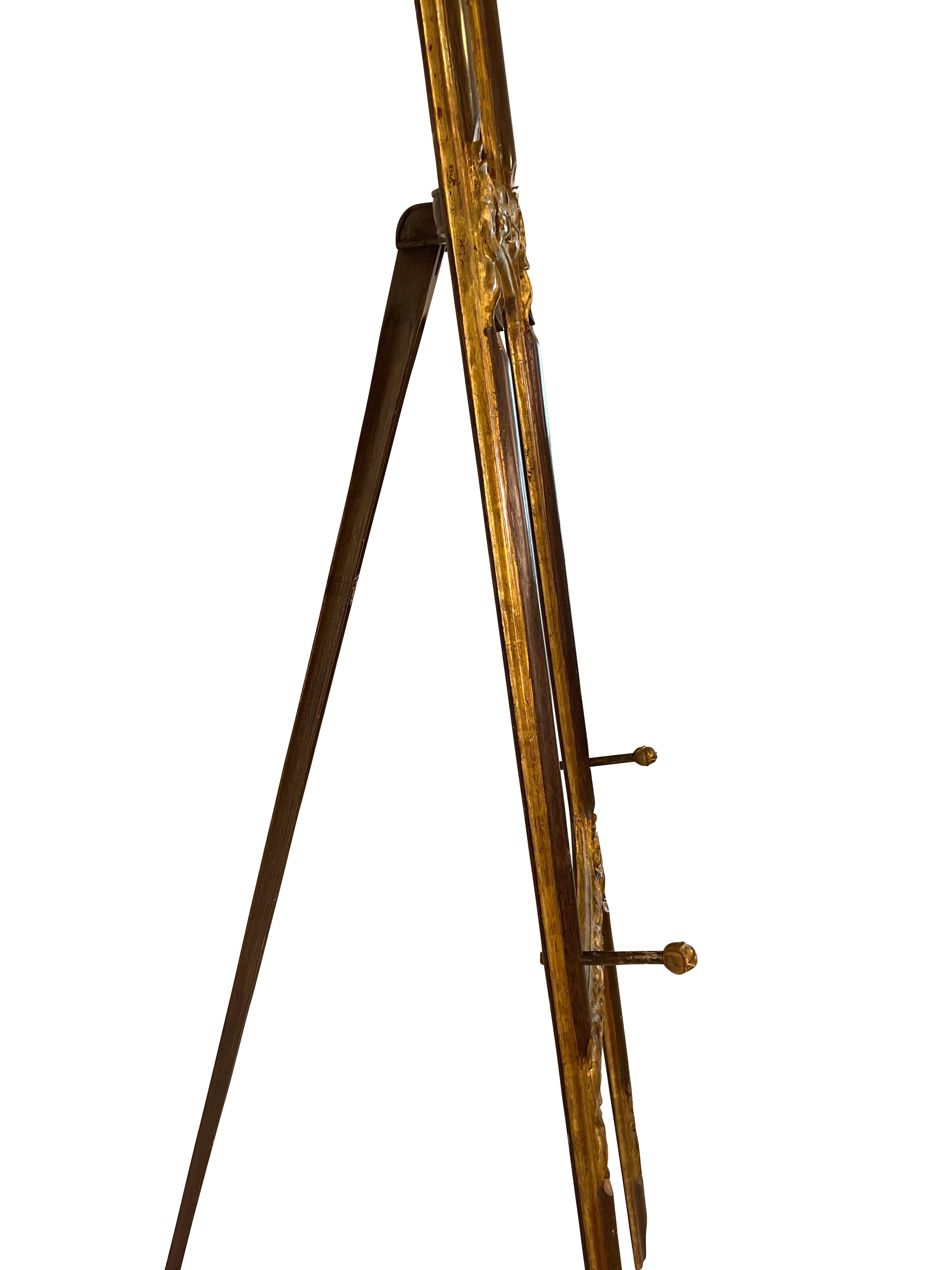 French Continental Gilt and Mahogany Easel For Sale
