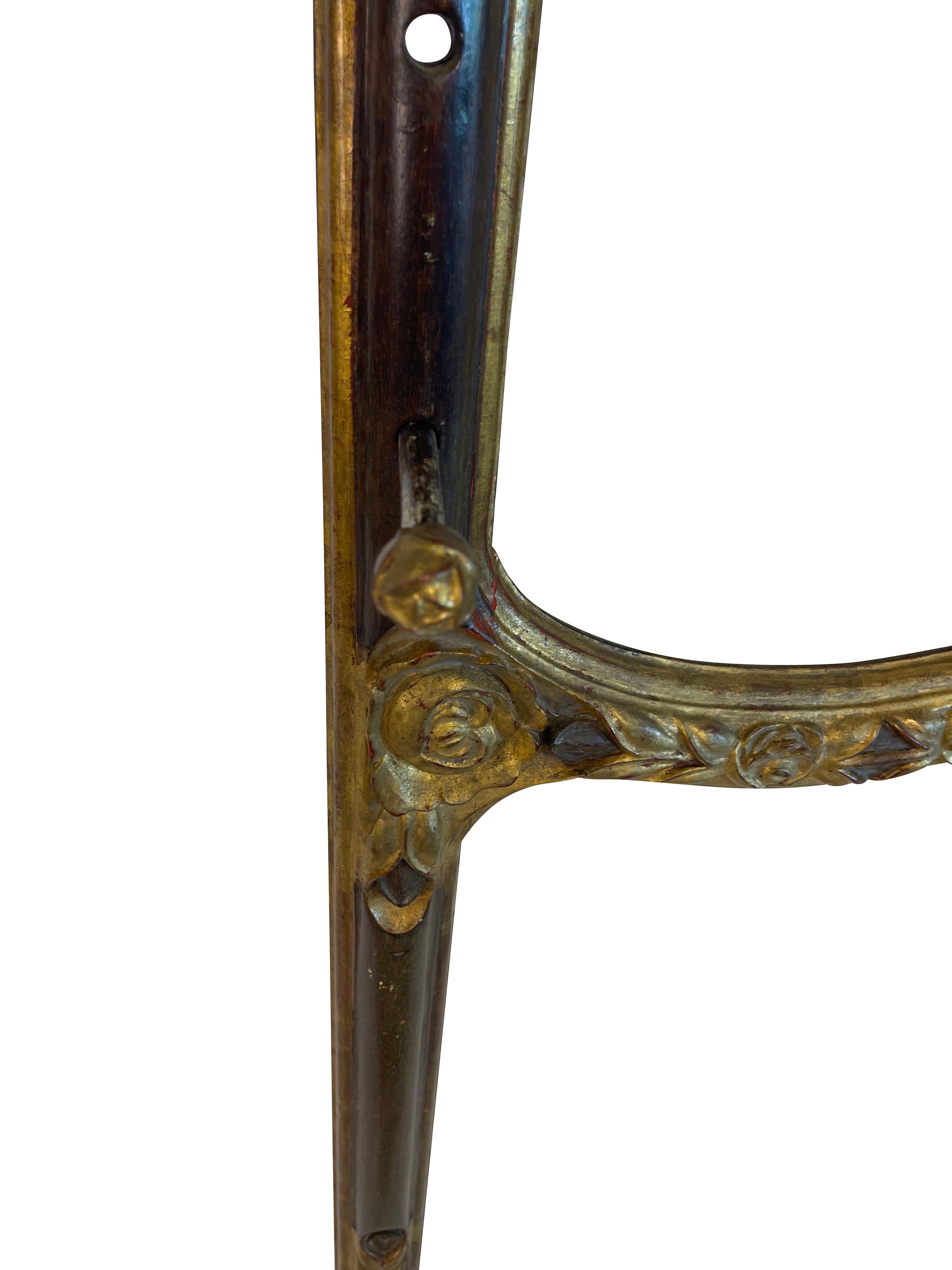 Hand-Carved Continental Gilt and Mahogany Easel For Sale