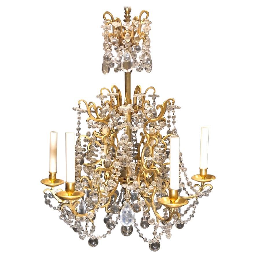 Gilt Bronze and Crystal Chandelier