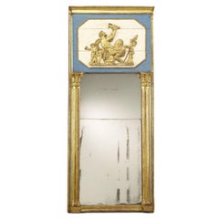 Continental Giltwood and Painted Trumeau Mirror