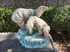 Skulptur eines Eisbären aus glasiertem Porzellan von Continental
