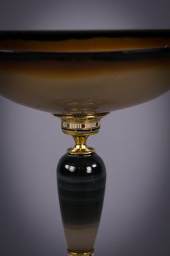Continental Gold and Enamel Agate Compote, circa 1880