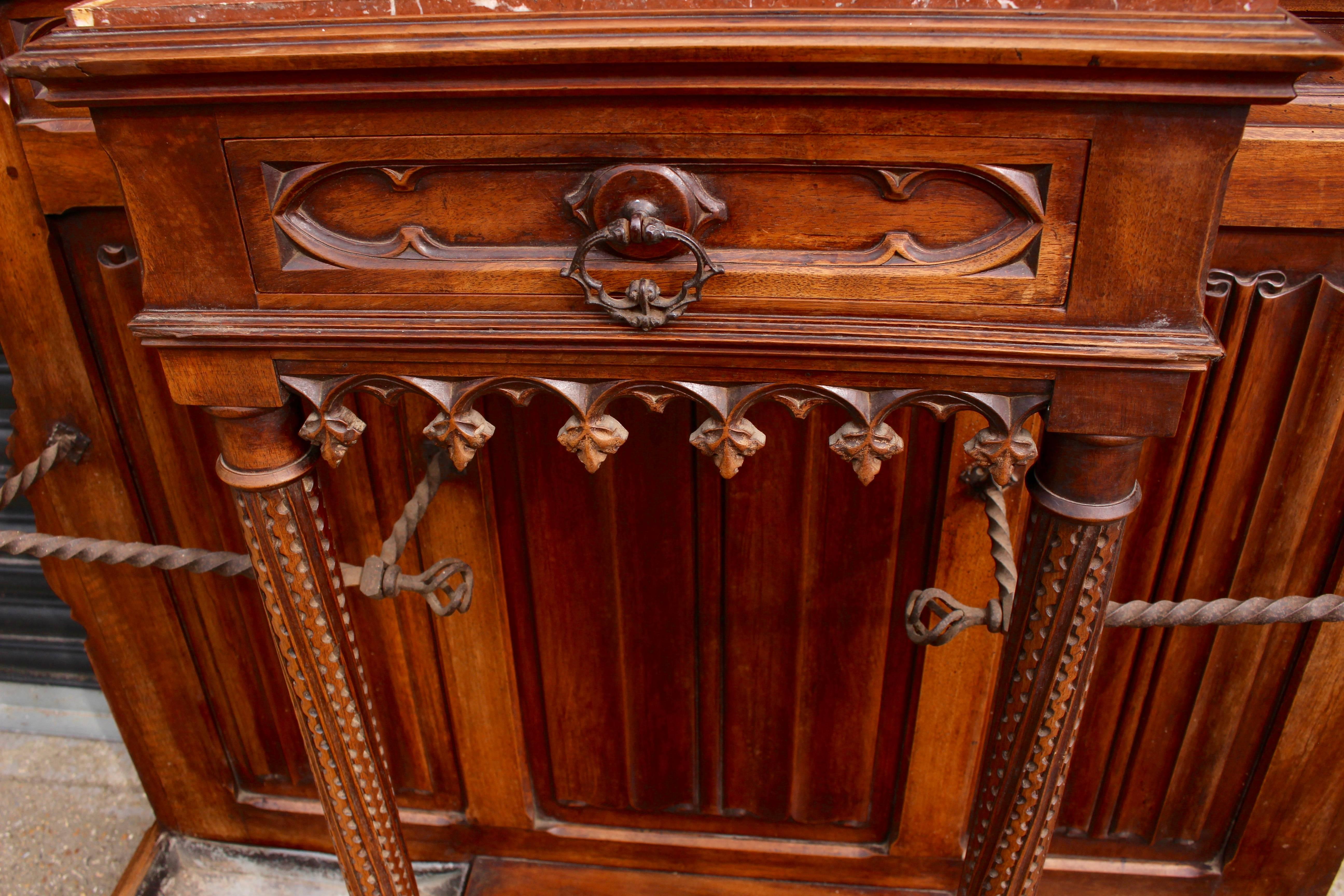 Continental Gothic Revival Carved Walnut Hall Stand, circa 1890 2