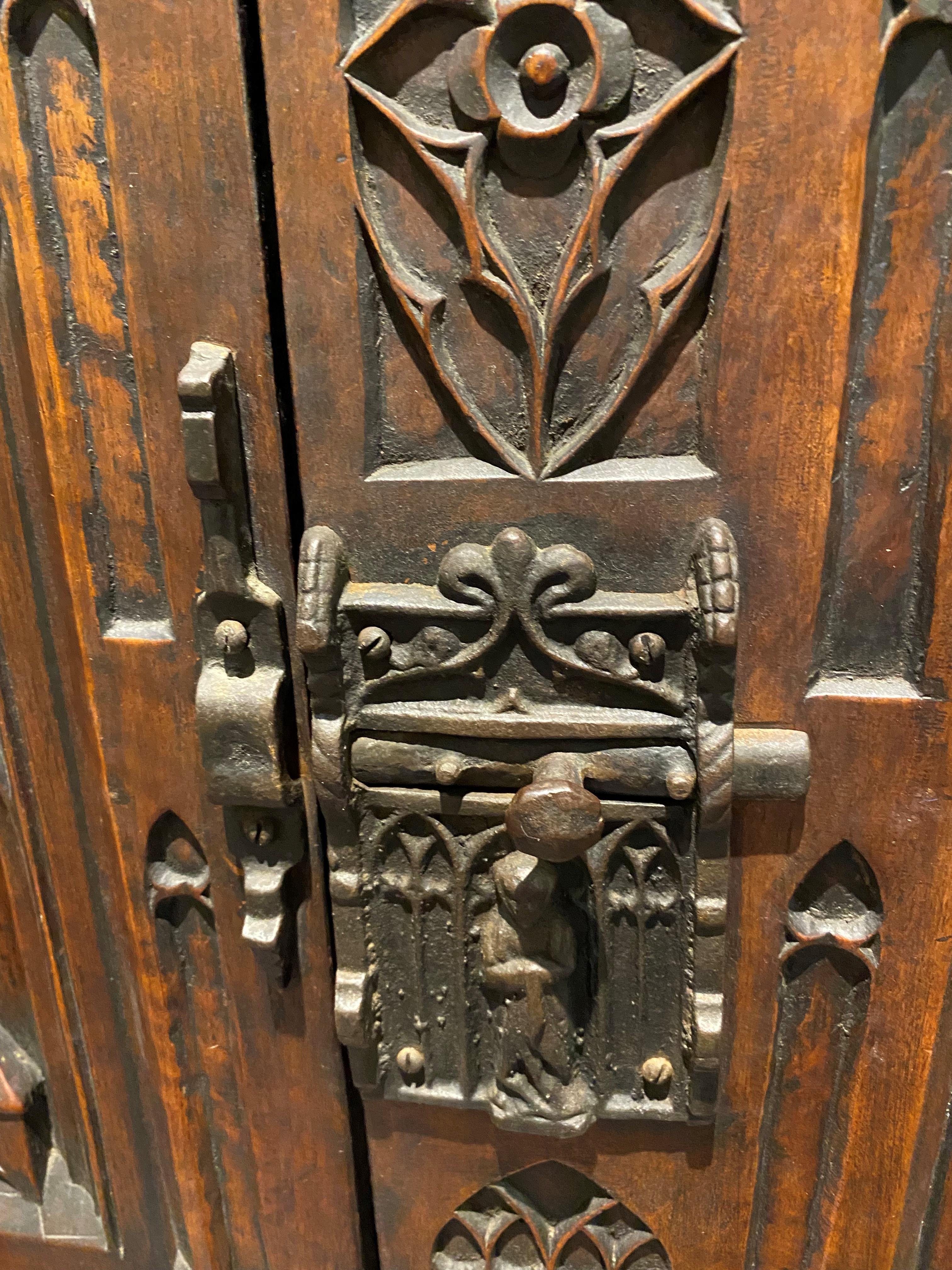 Continental Gothic Style Two-Door Cupboard or Altar with Figural Carving 5