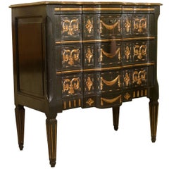 Antique Continental Green and Gold Commode