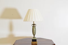 Continental Green Onyx and Brass Table Lamp, Mid-20th Century