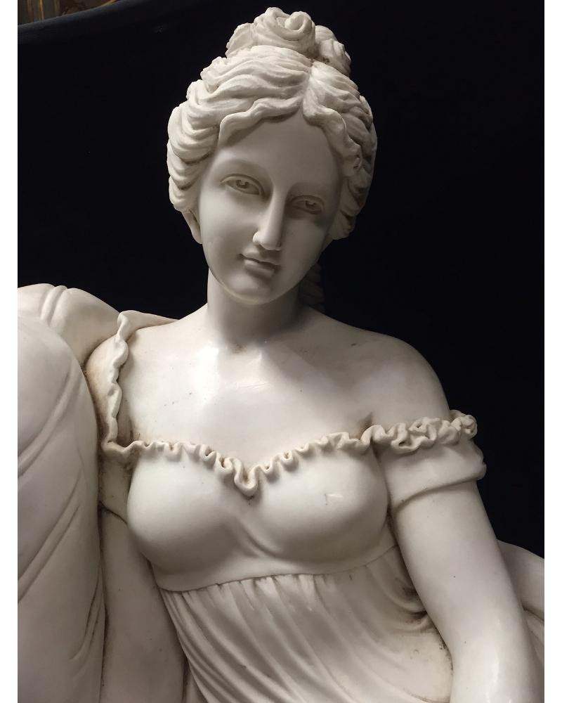Italian Continental Hand Carved White Marble Maiden